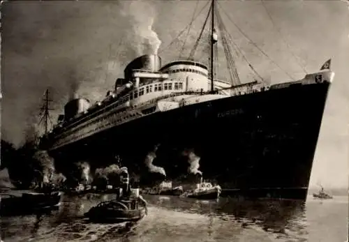Ak Dampfer Europa, Norddeutscher Lloyd Bremen, Vierschraubenturbinenschnelldampfer