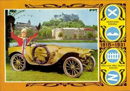 Ak Mann im Automobil, Auto, Fluss, Villen