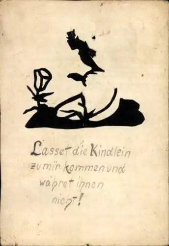 Scherenschnitt Ak Blühende Blume