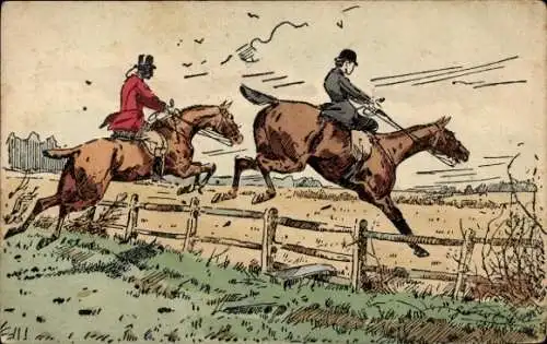 Künstler Ak Reiter, Hindernis