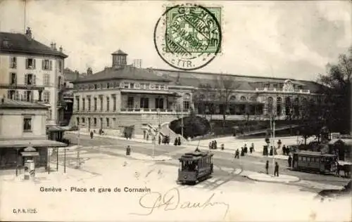 CPA Genève Suisse, Place et gare de Cornavin
