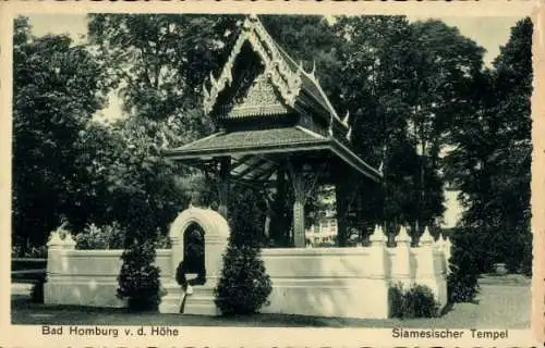 Ak Bad Homburg vor der Höhe Hessen, Siamesischer Tempel, Parklandschaft, historische Architektur