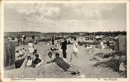 Ak Ostseebad Travemünde Lübeck, Ostseebad  Strand, Badegäste, Zelte, Landschaft