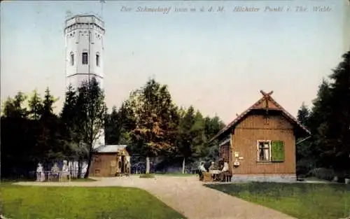 Ak Gehlberg Suhl in Thüringen, Schneekopf, Turm, Gasthaus, Forsthäuser, Bäume, Beschriftung