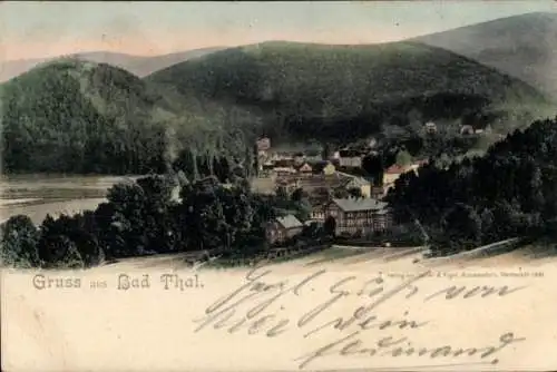 Ak Bad Thal Ruhla in Thüringen, Postkartenansicht, Landschaft, Häuser, Hügel
