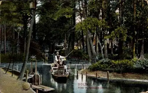 Ak Dolzke Lehde Lübbenau im Spreewald, Fliess im Spreewald, Kahn