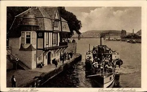 Ak Hameln an der Weser Niedersachsen, Dampfer Anlegeplatz, Haus am Wasser, Schiffe, Weser