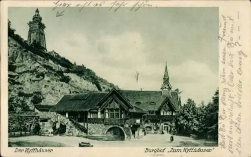 Ak Steinthaleben Kyffhäuserland in Thüringen, Kyffhäuser, Denkmal, Burghof Zum Kyffhäuser