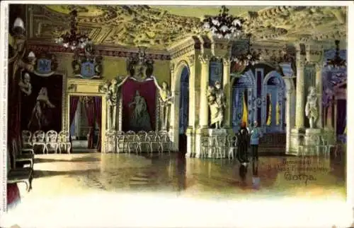 Litho Gotha im Thüringer Becken, Thronsaal, Schloss Friedenstein