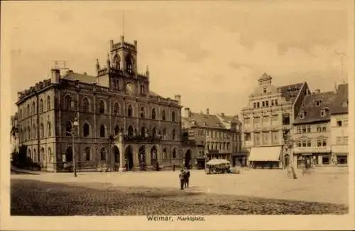 Ak Weimar in Thüringen, Marktplatz mit Rathaus