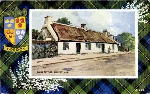 Ak Ayr Schottland, Bild von Burns Cottage, historische Architektur, enganliegendes Gebäude