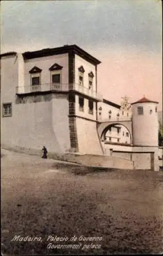 Ak Funchal Insel Madeira Portugal, Palacio de Governo, Regierungsgebäude, Künstlicher Farbauftrag