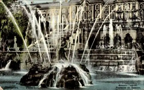 Ak Peterhof Russland, Blick auf Fontaine de Samson