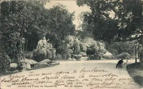 Ak Rio de Janeiro Brasilien, Praca da Republica, Garten