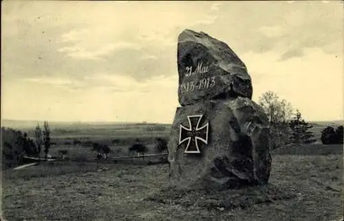 Ak Kreckwitz Kubschütz in Sachsen, Denkstein auf den Kreckwitzer Höhen