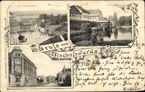 Ak Bischofswerda in Sachsen, Teilansichten, Marktplatz, Straßenpartie