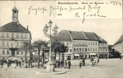 Ak Bischofswerda in Sachsen, Marktplatz mit Rathaus