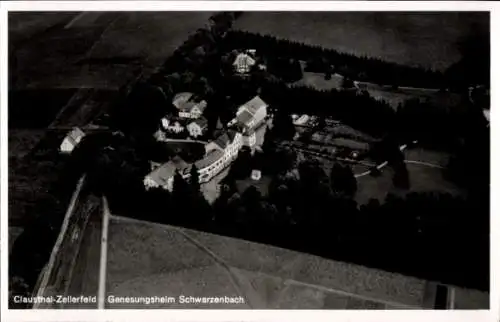 Ak Clausthal Zellerfeld im Oberharz, Fliegeraufnahme, Genesungsheim Schwarzenbach