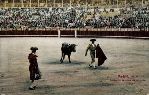 Ak Stierkampf, Torero, Arena, Zuschauer, Stier