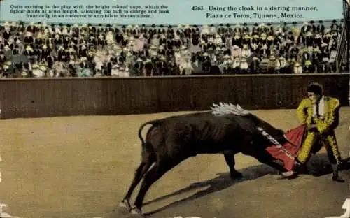 Ak Mexiko, Stierkampf, Torero, Arena, Zuschauer, Stier
