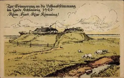 Ak Volksabstimmung im Lande Schleswig 1920, Landschaft, Wiese, Tiere