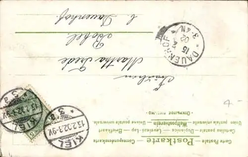 Präge Litho Junger Hund, Glücksklee