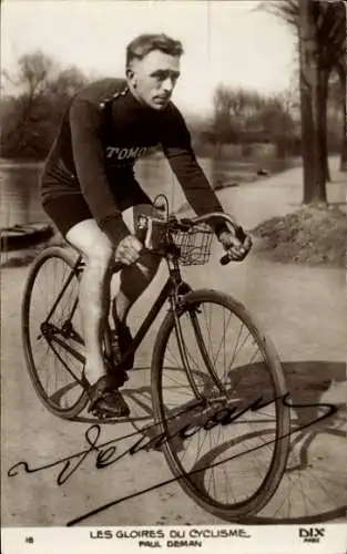 CPA Les gloires du Cyclisme, Radrennfahrer Paul Deman, aufgedrucktes Autogramm