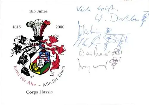 Studentika Ak Mainz, Corps Hassia-Gießen, 185 Jahre 2000, Drususwall 76, Wappen