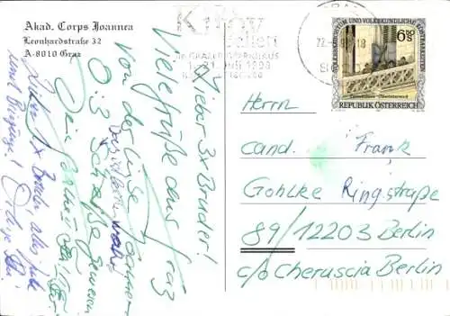 Studentika Ak Graz, Akad. Corps Joannea, 135 Jahre 1861-1996, Leonhardstraße 32, Wappen