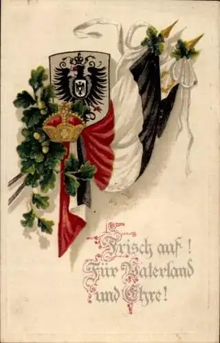 Präge Wappen Ak Frisch auf, für Vaterland und Ehre
