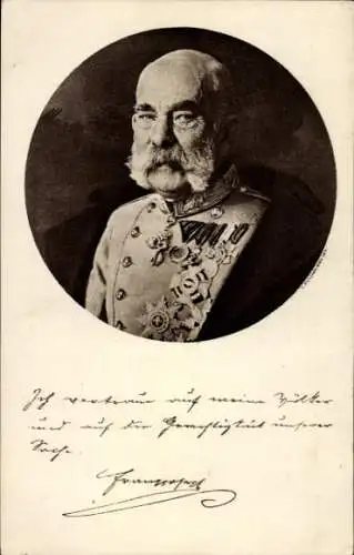 Ak Kaiser Franz Joseph I., Portrait in Uniform, Orden