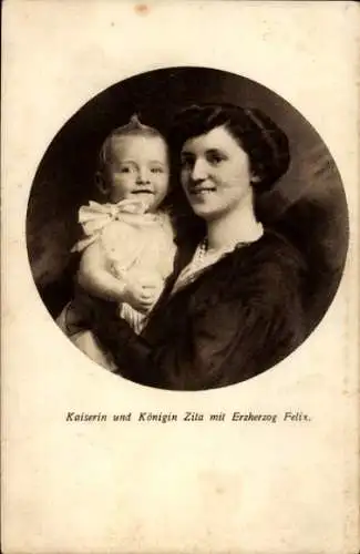 Ak Kaiserin und Königin Zita von Österreich Ungarn mit Erzherzog Felix