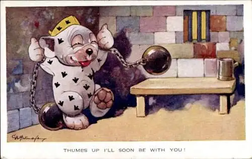Künstler Ak Bonzo Hund, Gefängniszelle
