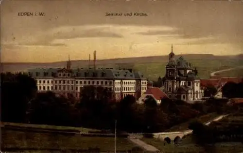 Ak Büren in Westfalen, Seminar, Kirche