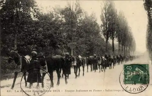 CPA La Guerre 1914, Troupes Indiennes en France