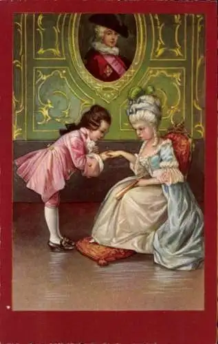 Ak Strasbourg Straßburg Elsass Bas Rhin, Rokoko-Paar in höfischer Kleidung.