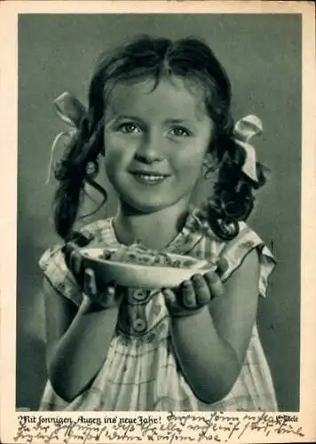 Ak Glückwunsch Neujahr, Mädchen, Portrait