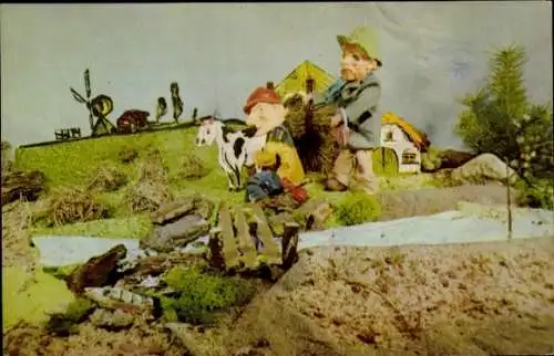 Ak Puppen, Räuber, Haus, Fluss