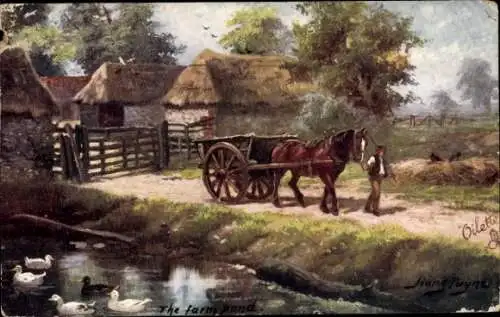 Künstler Ak Payne, Harry, Pferdegespann, Farm