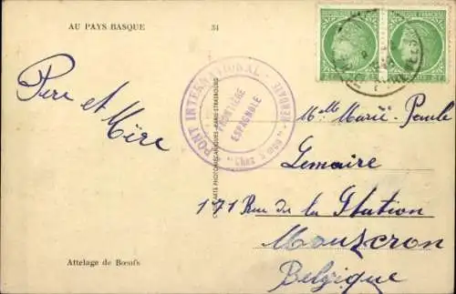 Künstler Ak Baskenland, Ochsengespann