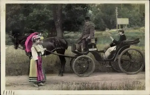CPA Une Partie de Campagne, Kutsche