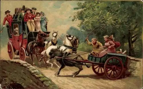 Künstler Ak Coaching days, Postkutsche