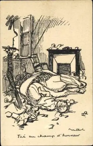 Künstler Ak Poulbot, Francisque, Tue au champ d'honneur