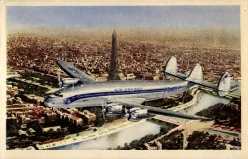Ak Paris, Flugzeug Air France, Reklame
