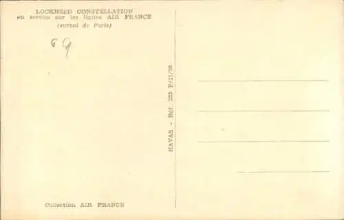 Ak Paris, Flugzeug Air France, Reklame