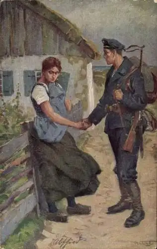 Künstler Ak Halke, Paul, Abschied, Wohlfahrtskarte zur Unterstützung der Kriegs-Invaliden