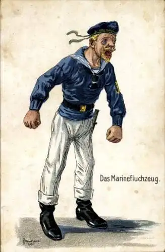 Künstler Ak Das Marinefluchzeug, Seemann