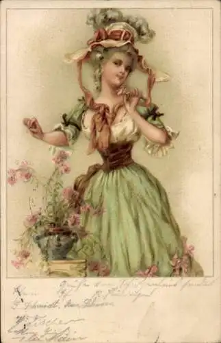 Litho Frauenbildnis mit Hut, Portrait