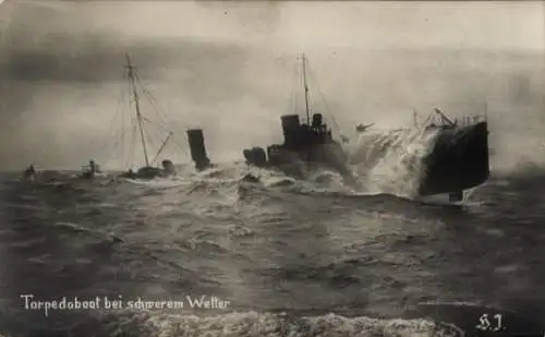 Ak Deutsches Kriegsschiff, Torpedoboot bei schwerem Wetter