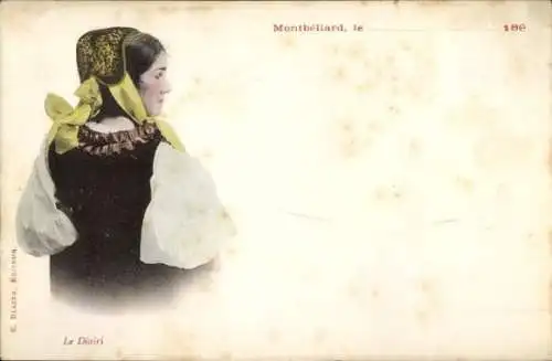 Ak Montbéliard Doubs, Junge Frau in Volkstracht